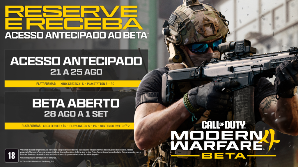 Call of Duty: Modern Warfare 4 revela datas do Beta, detalhes do COD: NEXT e versão para Switch 2 Call