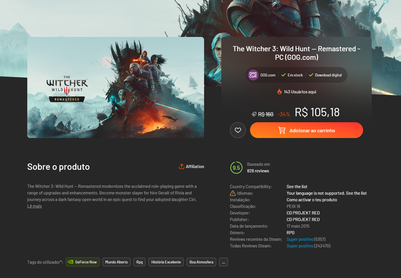 The Witcher 3 Remastered Brilha nos Gráficos mas Tropeça em Bugs no Lançamento The Witcher 3 Remastered