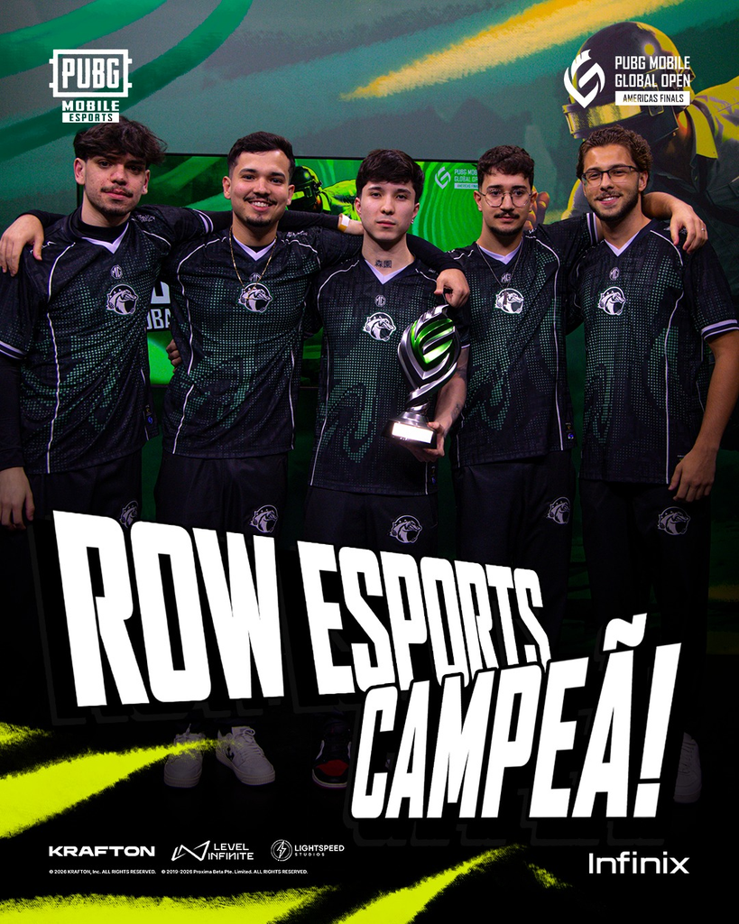 RoW Esports se sagra campeã da Final PMGO Americas no Brasil e fatura parte da premiação total de US$ 50 mil PUBG MOBILE