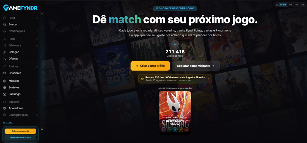 GameFyndr estreia e promete transformar a descoberta de jogos em uma experiência interativa GameFyndr estreia e promete transformar a descoberta de jogos em uma experiência interativa
