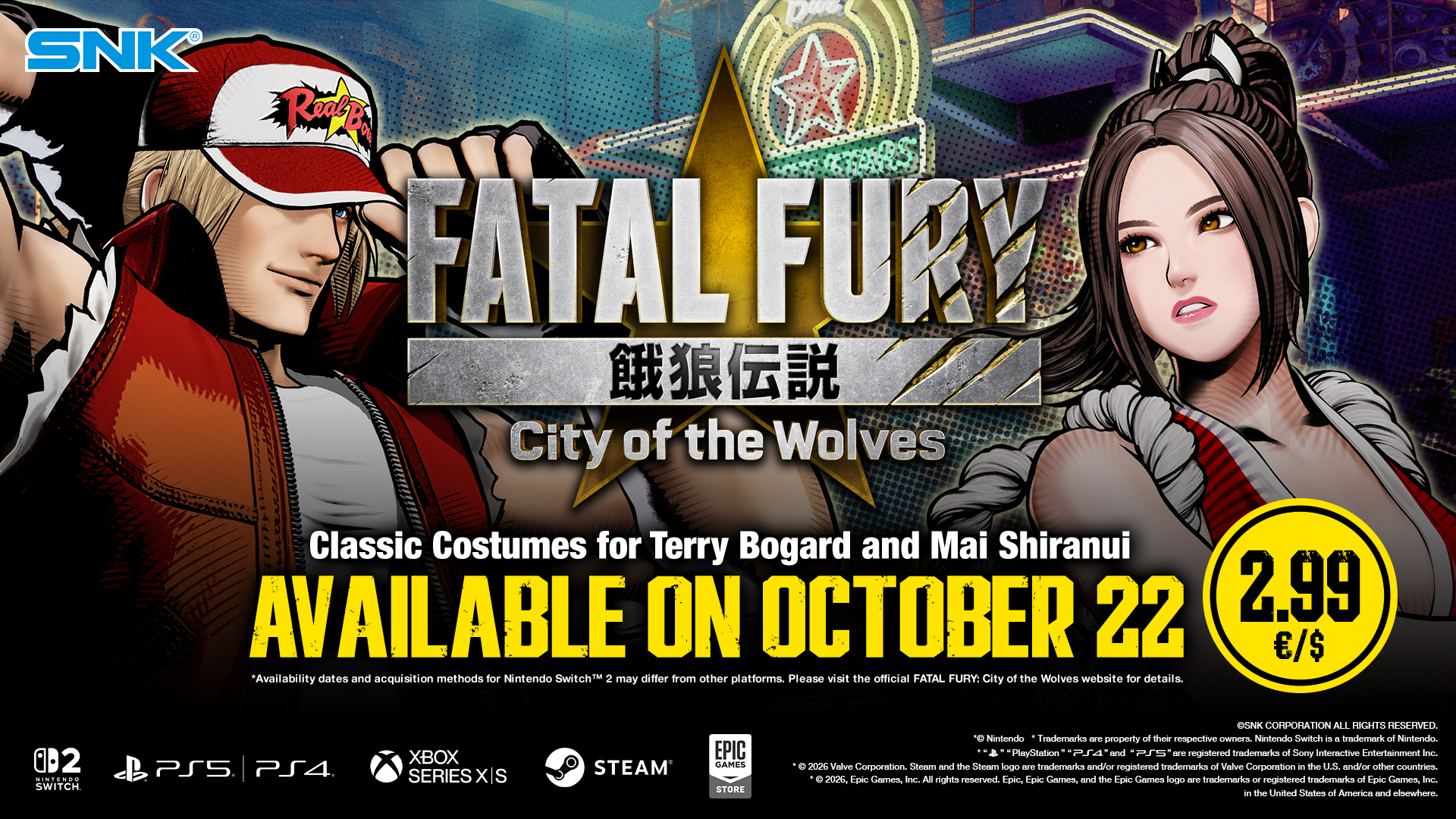 FATAL FURY: City of the Wolves recebe DLC com trajes clássicos de Mai e Terry FATAL FURY: City of the Wolves recebe DLC com trajes clássicos de Mai e Terry