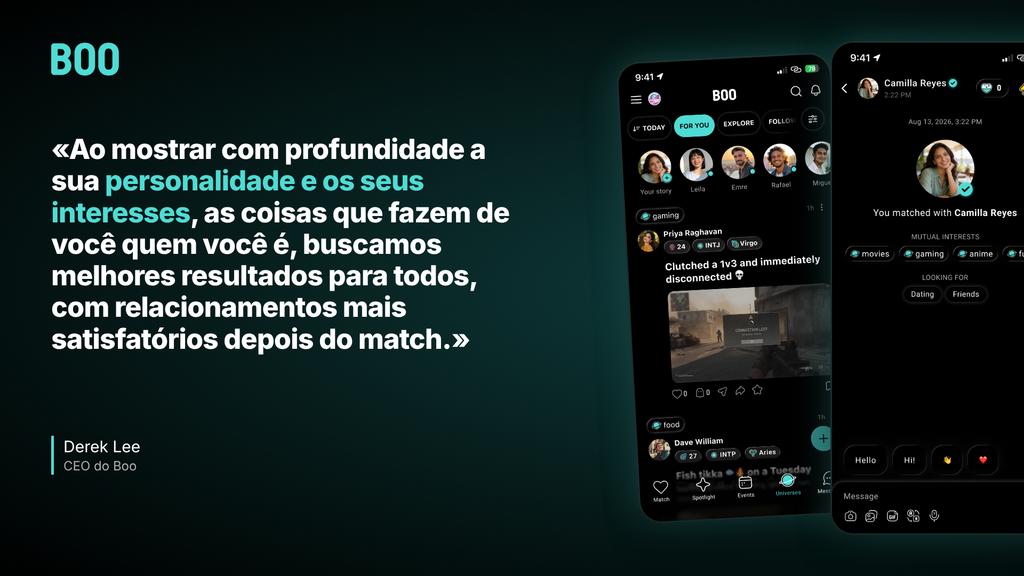 Boo conecta pessoas por personalidade e interesses em comunidades para namoro e amizade Boo conecta pessoas por personalidade e interesses em comunidades para namoro e amizade